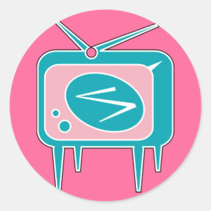 Sticker Rond Téléviseur vintage Retro