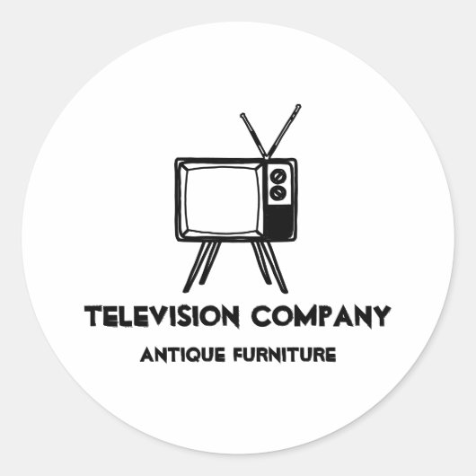 Sticker Rond Télévision Antique Vintage (Devant)