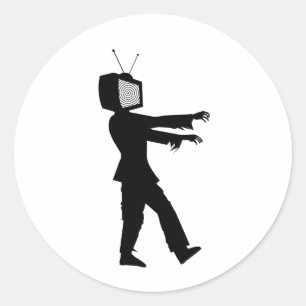 Sticker Rond Télévision zombie