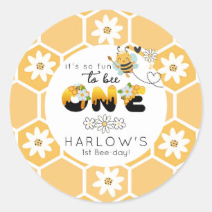 Sticker Rond Tellement amusant à Bee One bumble bee 1er anniver