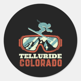 Sticker Rond Telluride Colorado Ski Rétro Vintage Et Snowbo