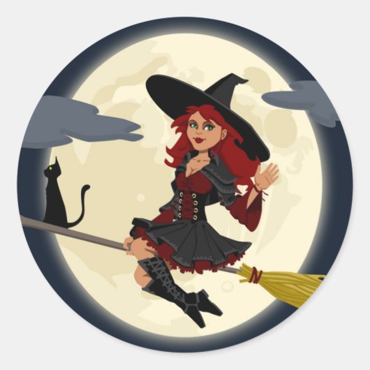STICKER ROND TÉMOIN HALLOWEEN REDHEADED (Devant)