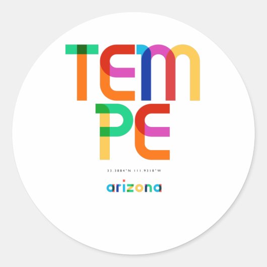 Sticker Rond Tempe Arizona Mid Century, Pop Art, (Devant)