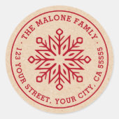 Sticker Rond Température minimale de neige rouge Kraft adresse  (Devant)