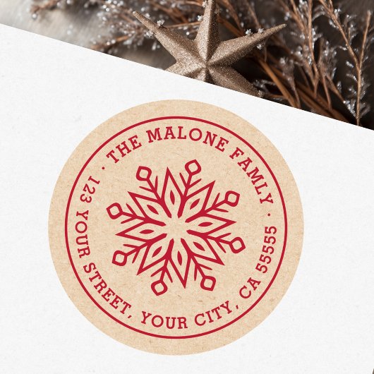 Sticker Rond Température minimale de neige rouge Kraft adresse 