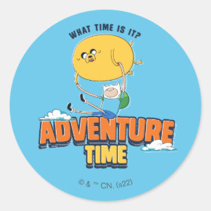 Sticker Rond Temps d'aventure   Jake Flottant Avec Finn