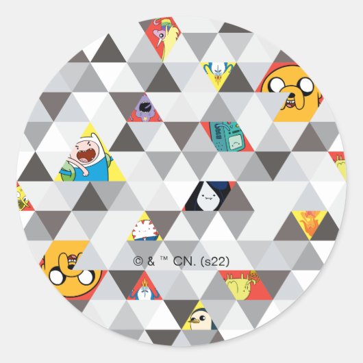 Sticker Rond Temps d'aventure | Motif de caractères triangulair (Devant)