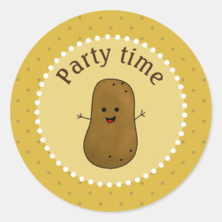 Sticker Rond Temps de fête de la pomme de terre heureuse