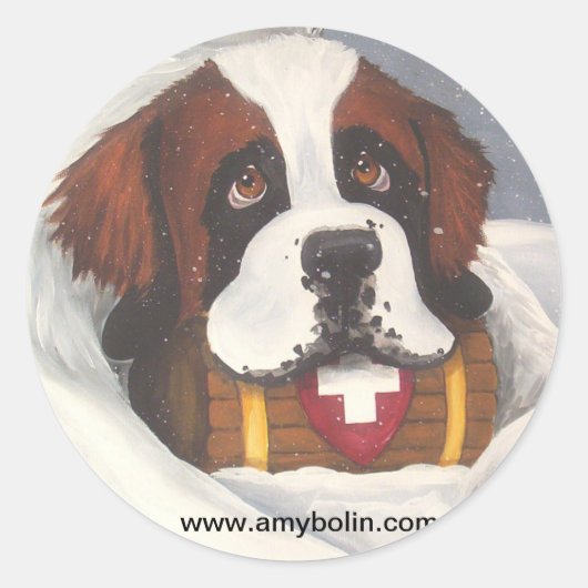 Sticker Rond Temps de pause Saint Bernards, Chien, Saint Bernar (Devant)