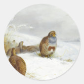 Sticker Rond Temps difficile - perdrix et lièvre, Art Bird (Devant)