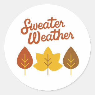 Sticker Rond Temps du Pull Feuilles Vintage