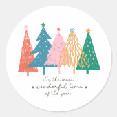 Sticker Rond Temps le plus merveilleux Noël Arbre vacances (Devant)