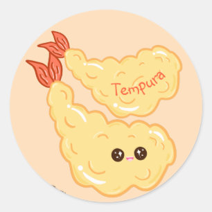 Sticker Rond Tempura de crevettes kawaii japonais