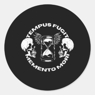 Sticker Rond Tempus Fugit Memento Mori Skull Gothic Design