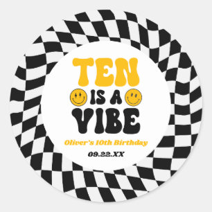 Sticker Rond Ten Is A Vibe Rétro Dixième 10ème Anniversaire