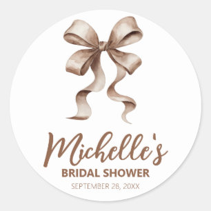 Sticker Rond Tendance aquarelle nœud coquette douche de mariage