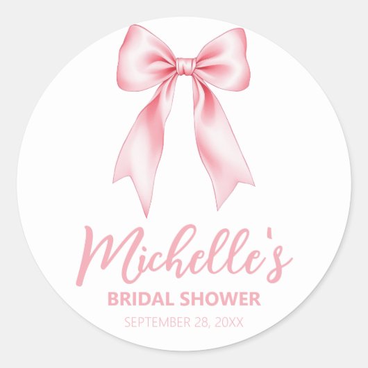 Sticker Rond Tendance Aquarelle Rose Nœud Coquette Enterrement (Devant)