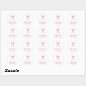Sticker Rond Tendance Aquarelle Rose Nœud Coquette Enterrement  (Feuille)