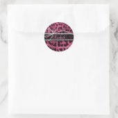 Sticker Rond Tendance chic ceinturon rose chaud léopard (Sac)
