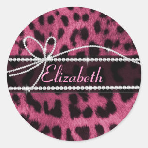 Sticker Rond Tendance chic ceinturon rose chaud léopard