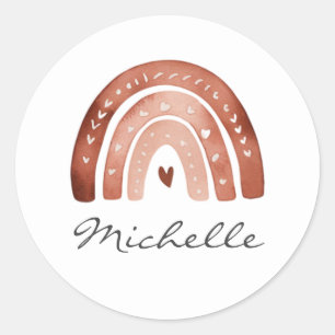 Sticker Rond Tendance Mignon Bohème Aquarelle Arc-en-ciel Perso