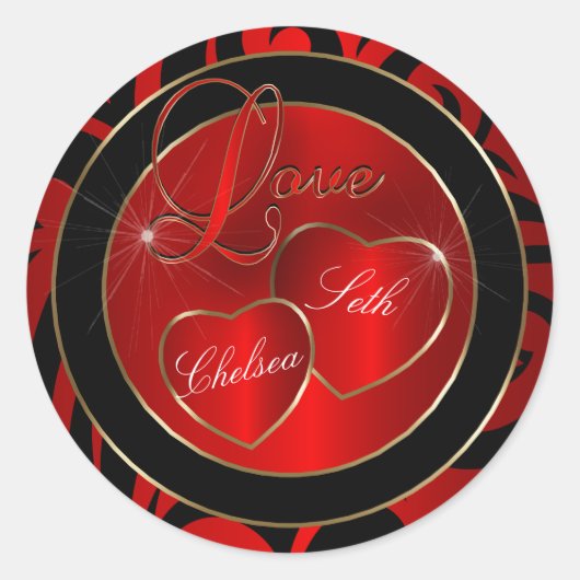 Sticker Rond tendance moderne Lovein Rouge | Personnaliser (Devant)