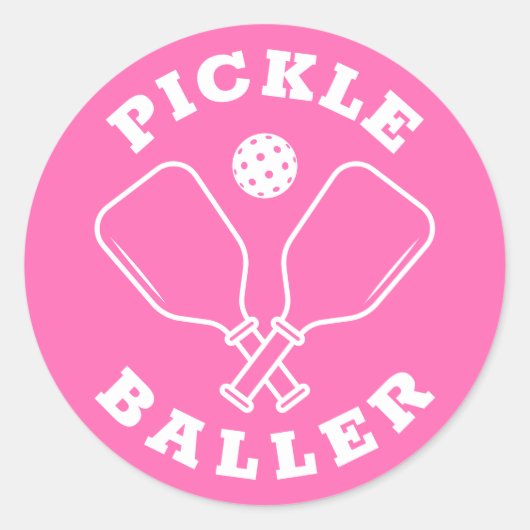 Sticker Rond Tendance Pickle Baller Hot Pink (Devant)