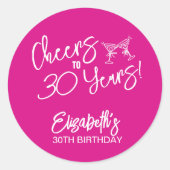 Sticker Rond Tendance rose Whimsical main tiré 30e anniversaire (Devant)