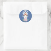Sticker Rond Tender Kawaii Vierge Marie avec Coeur - Bleu foncé (Sac)