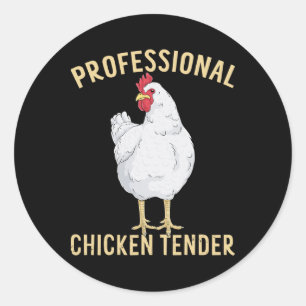 Sticker Rond Tendeur de poulet professionnel Drôle de ferme avi