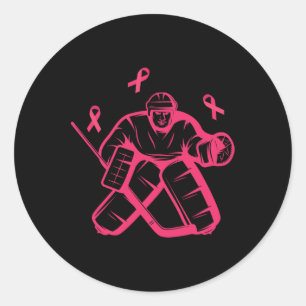 Sticker Rond Teneur de hockey rose Ruban de ruban Sensibilisati