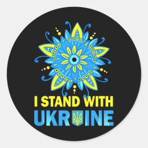 Sticker Rond Tenez le drapeau de l'Ukraine Anti-Poutine Non à l
