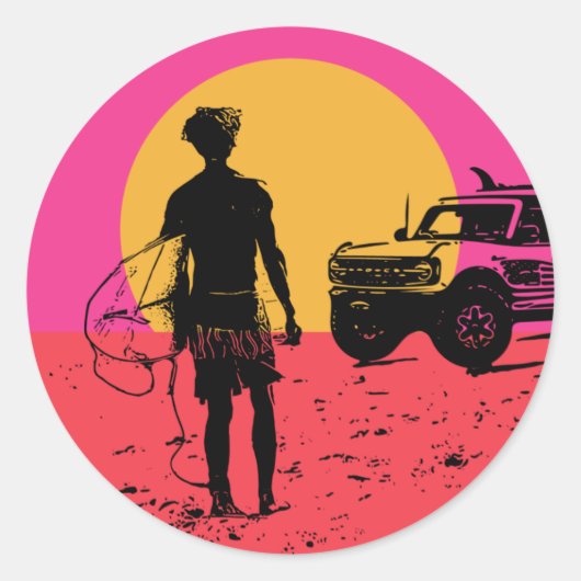 Sticker Rond Tenez vos chevaux surfer autour (Devant)