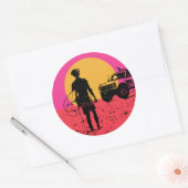 Sticker Rond Tenez vos chevaux surfer autour (Enveloppe)