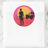 Sticker Rond Tenez vos chevaux surfer autour (Sac)