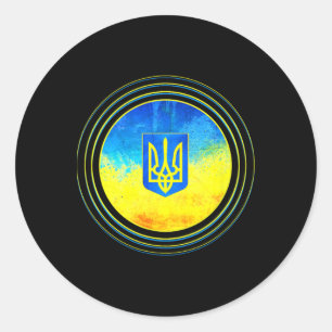 Sticker Rond Tenez-vous avec le drapeau de l'Ukraine Anti-Pouti