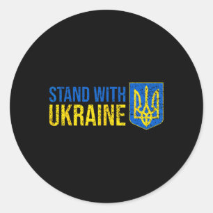 Sticker Rond Tenez-vous avec le drapeau ukrainien Armoiries ukr