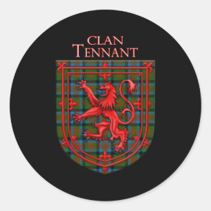 Sticker Rond Tennant Tan Scottish Plaid Lion Rampant