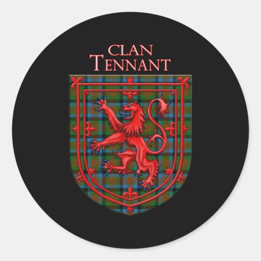 Sticker Rond Tennant Tan Scottish Plaid Lion Rampant (Devant)