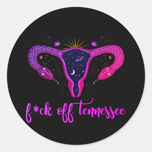 Sticker Rond Tennessee Abortion Ban Celestial Uterus protestati (Devant)