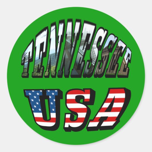 Sticker Rond Tennessee et USA Picture Text (Devant)