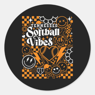 Sticker Rond Tennessee Softll Vintage Hommes Enfants Équipe Rét