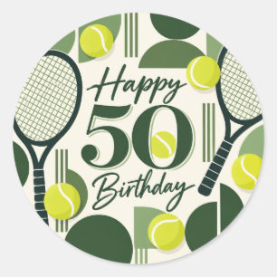 Sticker Rond Tennis 50e anniversaire balle de tennis et numéro