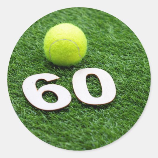 Sticker Rond Tennis 60e anniversaire avec balle de tennis (Devant)