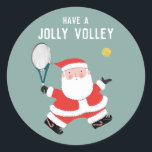 Sticker Rond Tennis Christmas Holiday<br><div class="desc">Des stickers cadeaux de Noël de tennis créatifs,  une fête en faveur des étiquettes ou des enveloppes.</div>