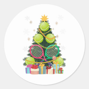 Sticker Rond Tennis Christmas Tree Joueur Tennis Coach