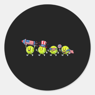 Sticker Rond Tennis Drôle Drapeau Américain Usa 250 Ans 4