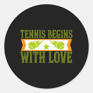 Sticker Rond Tennis - Le Tennis Commence Avec Amour