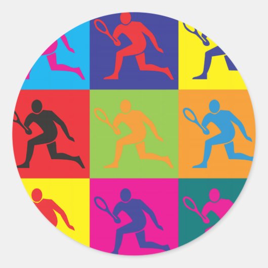 Sticker Rond Tennis Pop Art (Devant)