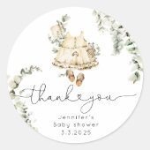 Sticker Rond Tenue de bébé fille pour la chambre boho merci (Devant)